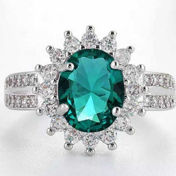 925 EMERALD BRIDAL WEDDING RING - Picture 4 of 4